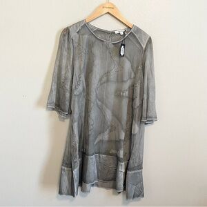 NWT Crosstree Lane Gray Burnout Semi Sheer Lagenlook Tunic Top Size Large